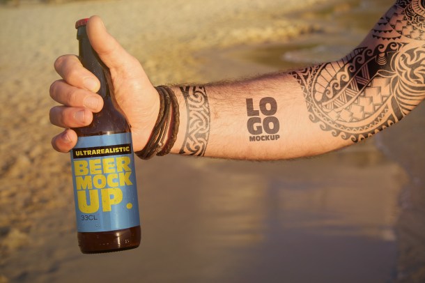 Beach Beer Tattoo Style | Logo 2
